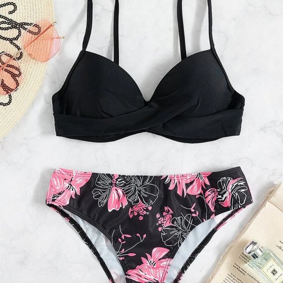 Womens Floral Print Push Up Bikini Swimsuit - Picture 2 of 4